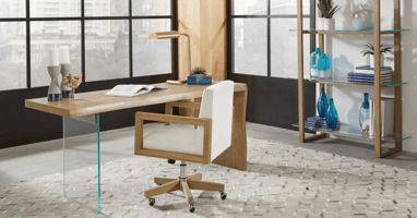 modern Desk aus weißer Eiche und Glas