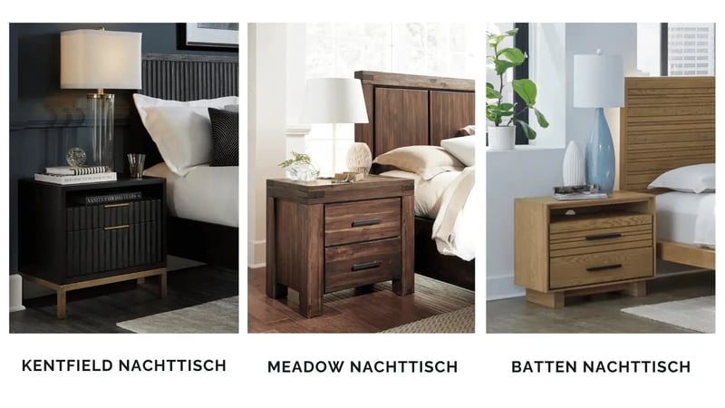 Drei Nachttische aus Echtholz