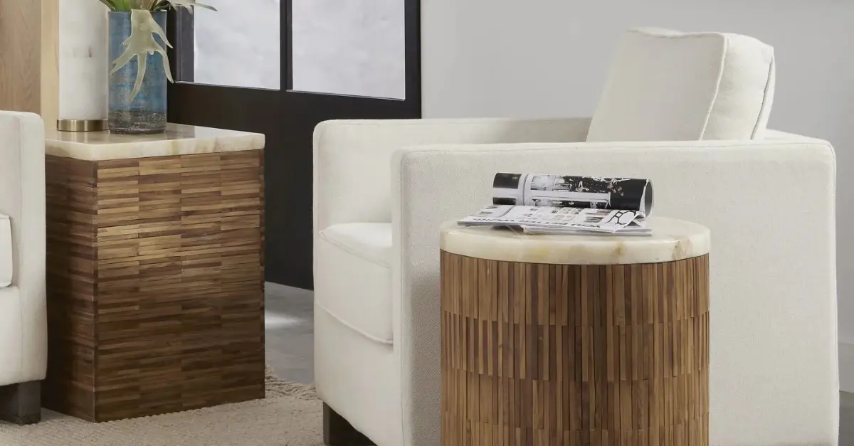 Side tables made of onyx by Modus Furniture.